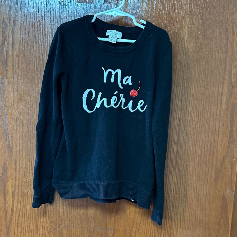 Kate Spade Black Crew Neck with 'Ma Chérie' Embroidery
